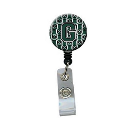 Carolines Treasures Letter G Football Green and White Retractable Badge Reel CJ1071-GBR